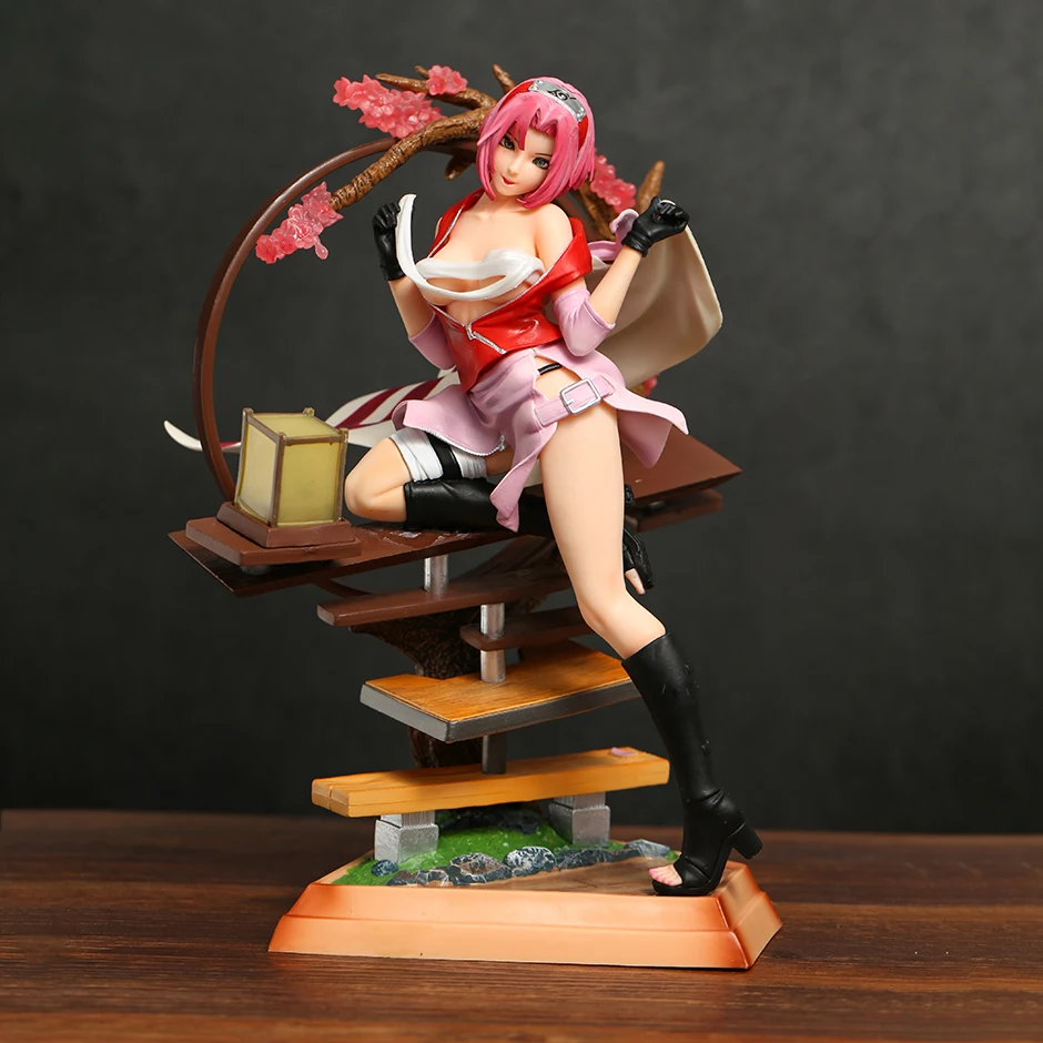 

36 см Наруто Шипуден Haruno Sakura аниме Статуэтка Модель Статуя Коллекционная игрушка светильник кой