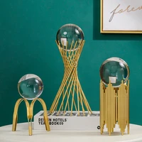 golden luxury modern metal crystal ball crafts ornament living room desktop home decoration accessories gifts