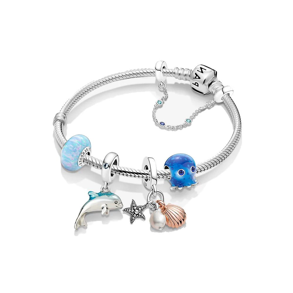 Pandora-Bracelets demi-lune et étoile en argent regardé 925 pour femme, bijoux exécutifs originaux, cadeau d'anniversaire, équipement de sécurité