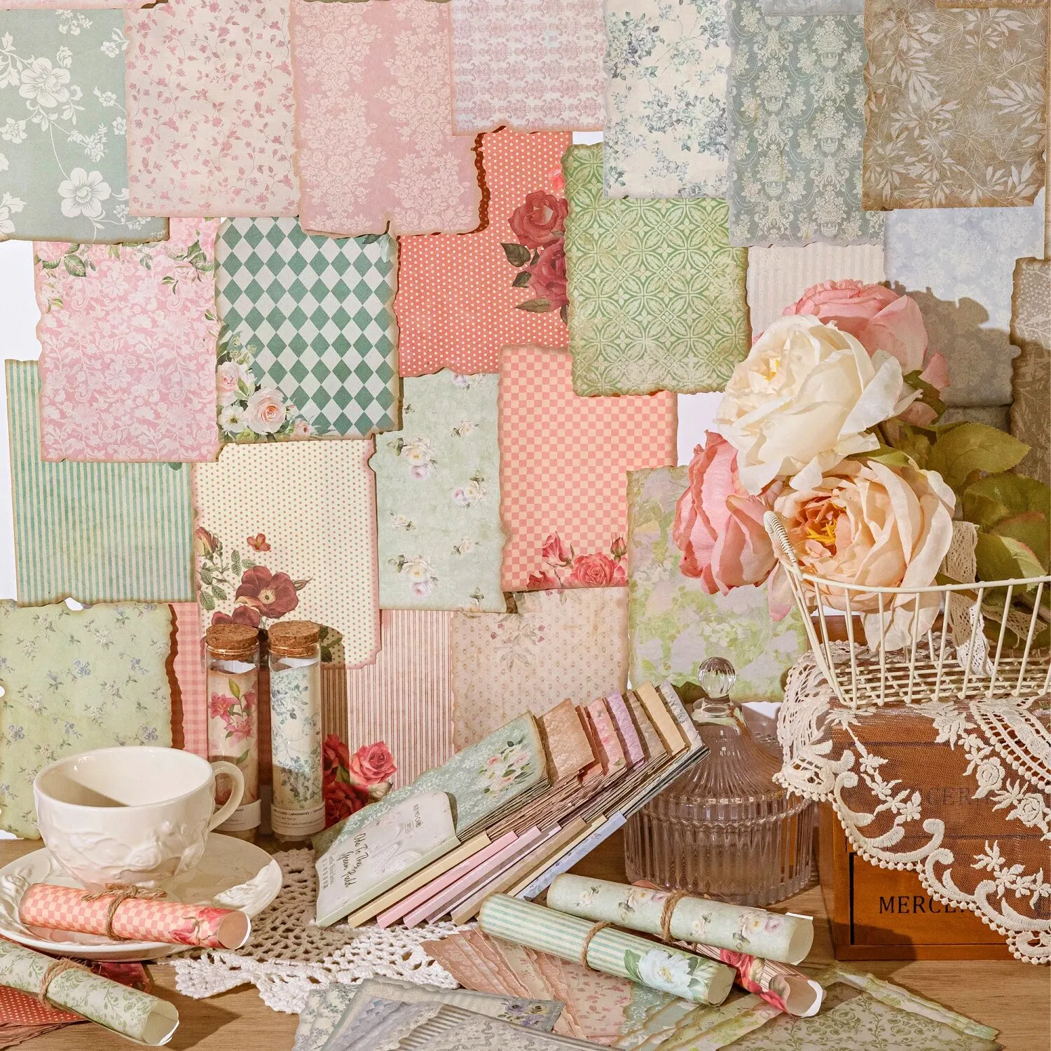 120 листов бумажная подложка в стиле ретро с цветочным кружевом