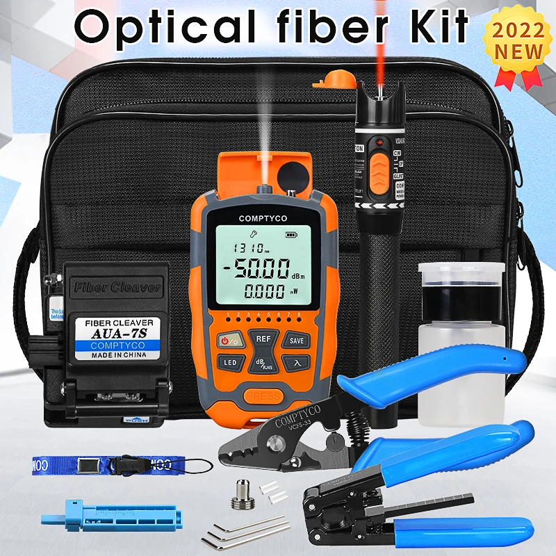 Optical Fiber Cold Splicing Kit Set Cutting Knife Nomiller pliersAUA-M5 Mini 3 in 1 Optical Power Meter Red Light Pen