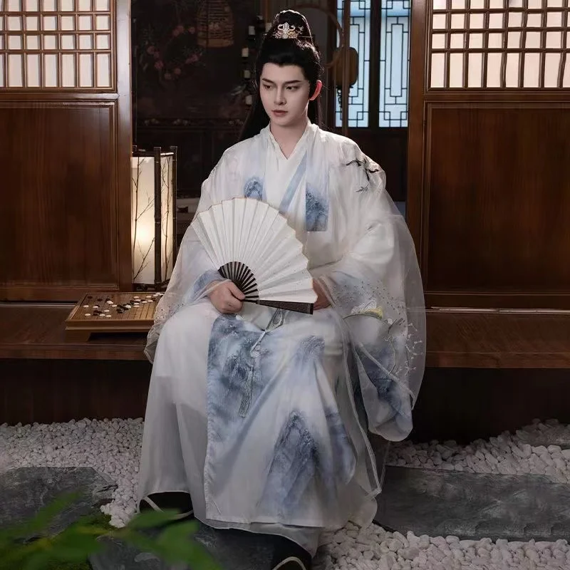 Классический неувядающий костюм ханьфу с вышивкой журавля для мужчин и женщин