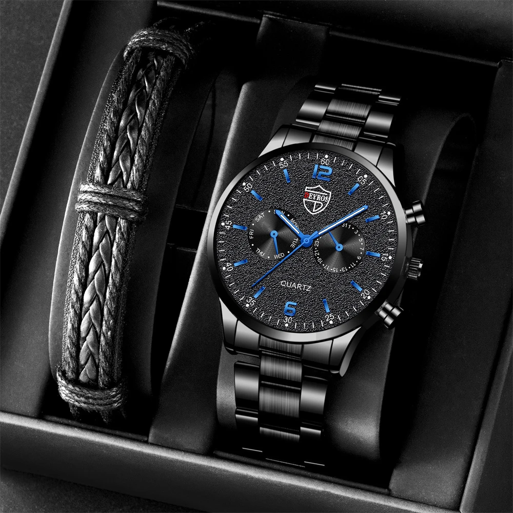 Men Watches Luxury Business Male Stainless Steel Luminous Analog Quartz Wrist Watch Men Leather Wristband Watch reloj hombre