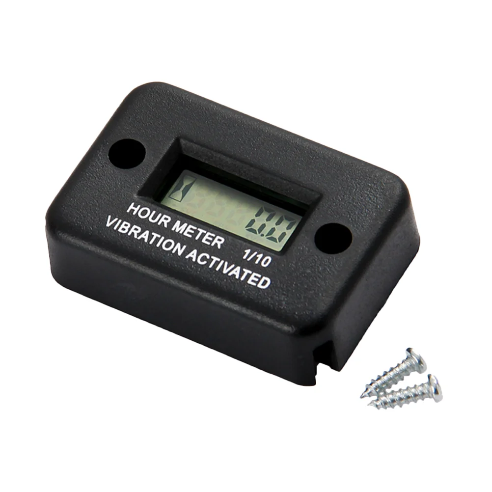 

Waterproof Vibration Timer LCD Display Engine Digital Tach Hour Meter for Gasoline Diesel Engine Lawn Mower Motorcycle (Black)