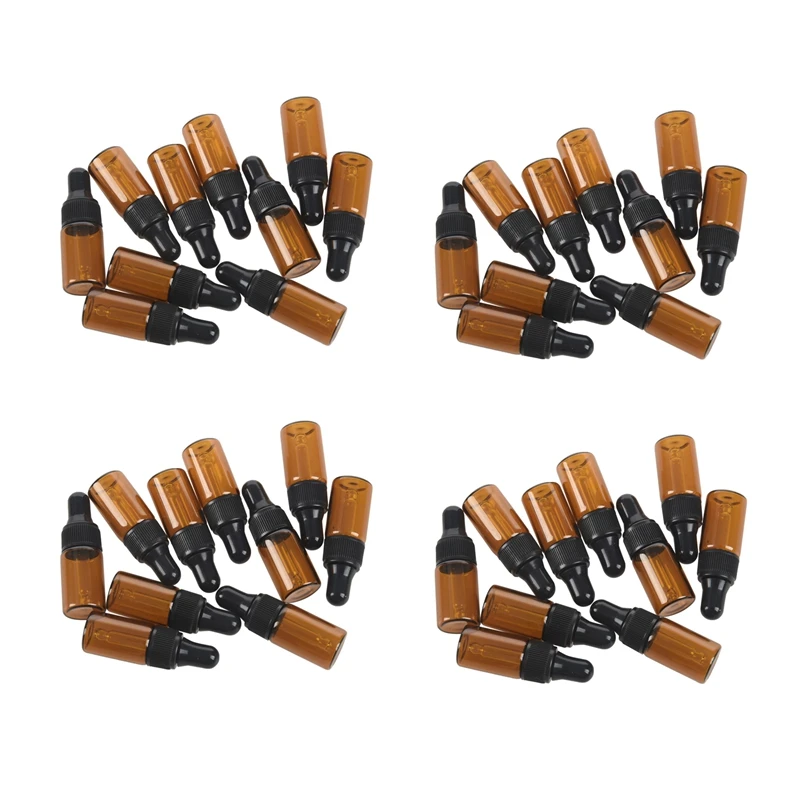 

40Pcs 3Ml Empty Brown Glass Dropper Bottles With Pipette For Essential Oil