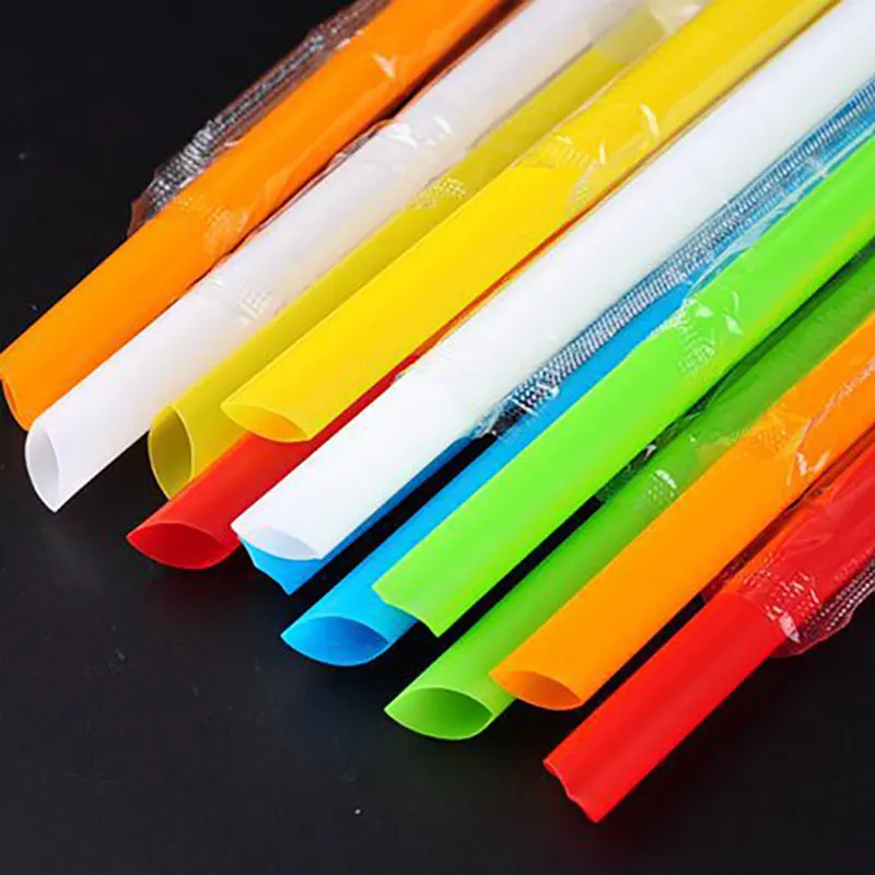 

19/23cm Multicolor Disposable Plastic Straw Individually Wrapped Bubble Boba Milk Tea Smoothie Thick Straws Bar Drink Straws