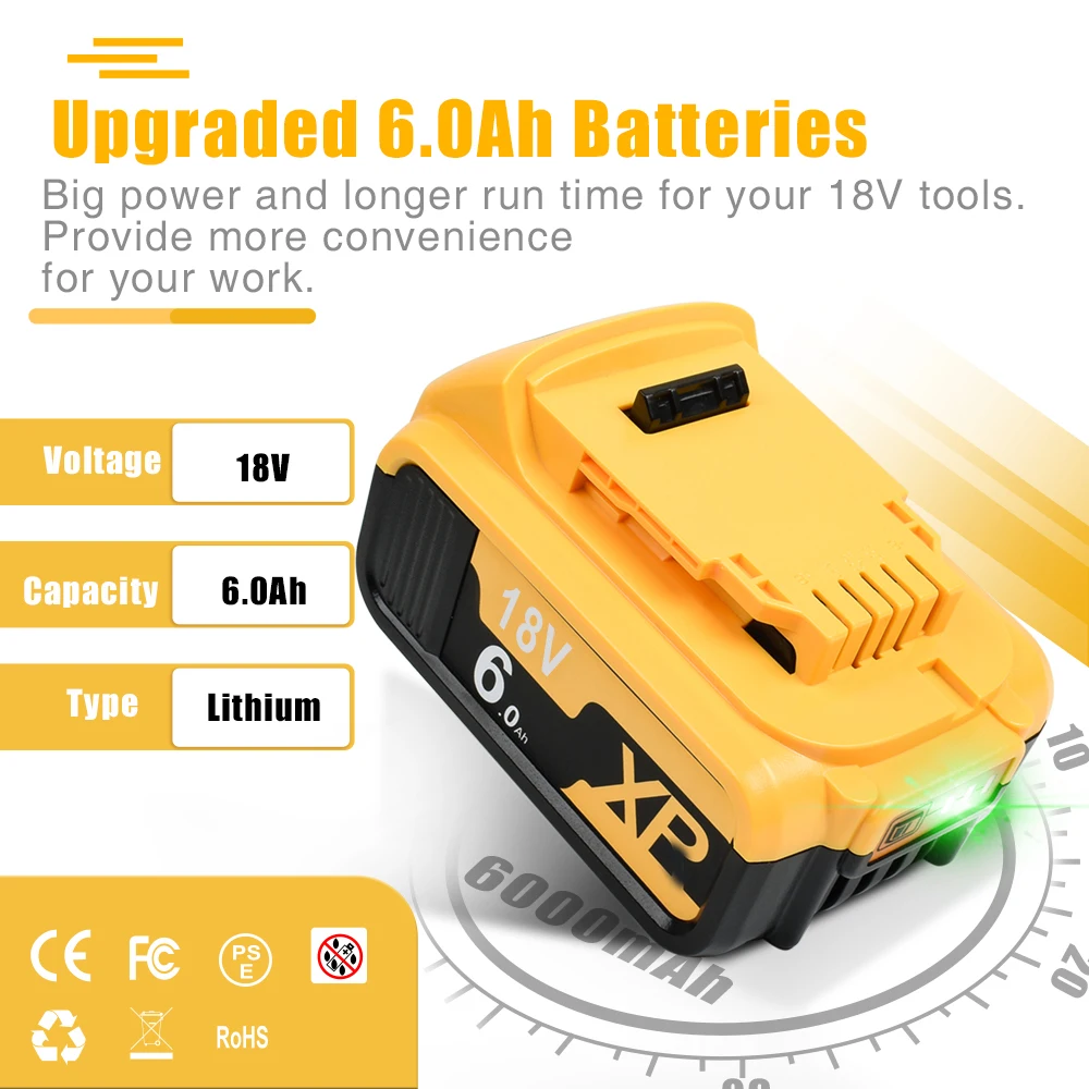 

Литиевая батарея DCB206 DCB205 для DeWalt, 20 в, 20 в, макс. 6,0 Ач