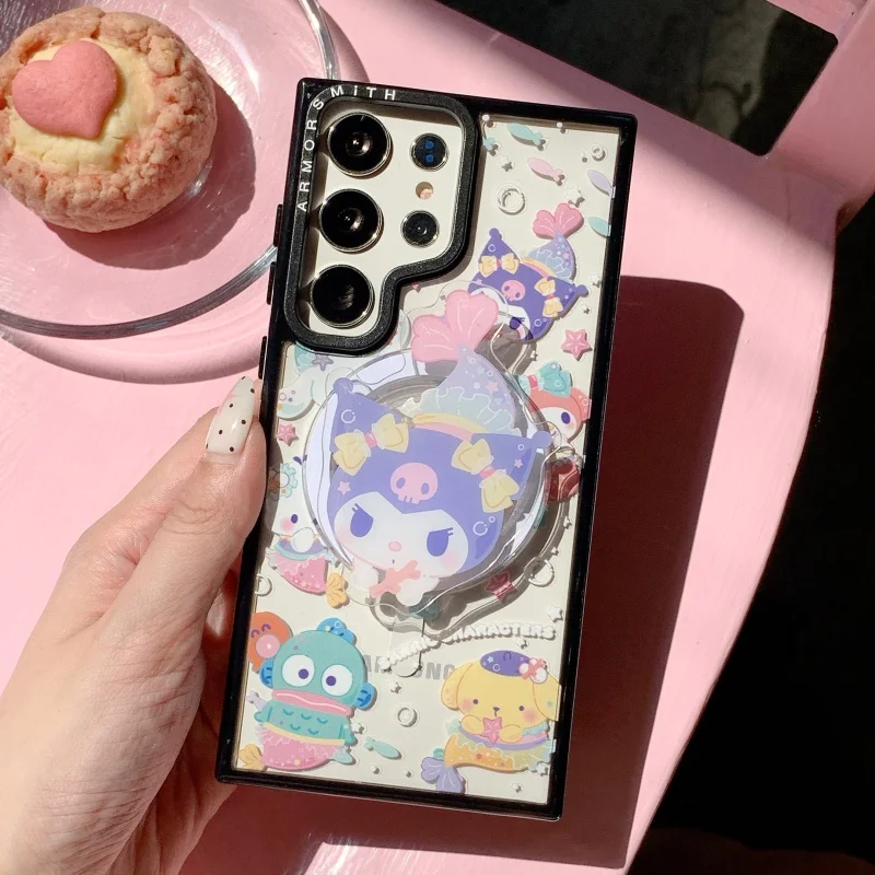 Фото Чехол для телефона Cute Mermaid Sanrio Collection для Samsung Galaxy S23 S25 Ultra S24 FE Plus с магнитной подставкой №4