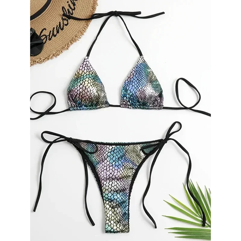 2024 купальный костюм женский сексуальный комплект бикини в полоску зебры