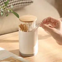Japanese-style pressing toothpick box creative automatic toothpick tube plastic dental floss cotton swab storage living room