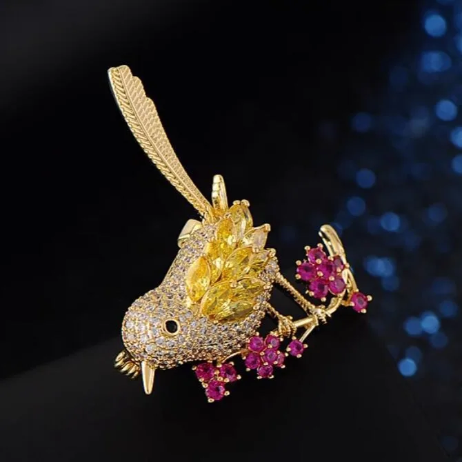 Цветные стразы в китайском стиле броши виде птицы сорока для женщин и мужчин