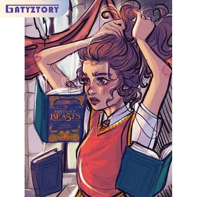 

GATYZTORY Oil Painting By Numbers Handmade Coloring By Numbers Anime Girl Home Decors For Adults Art Supplies Gift Fantasy