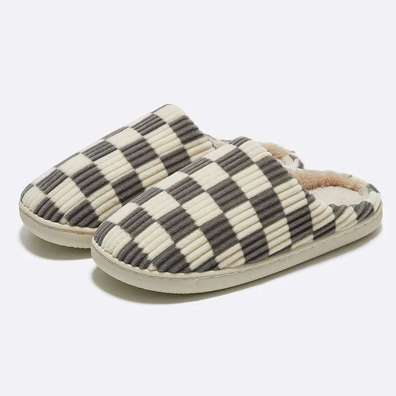 Winter Women Home Slippers Warm Shoes Slip-on Flats Female Slides Soft Plush Cotton Cozy House Bedroom Non-Slip Furry Slippers