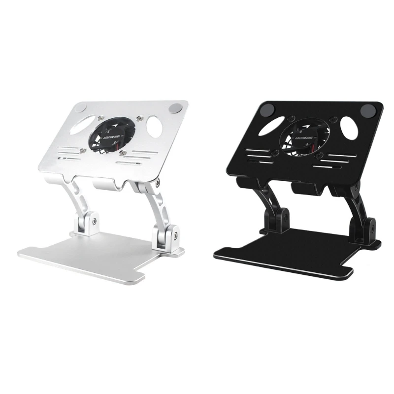 Adjustable Laptop Stand Cooling Holder with Turbo Fan Quiet Cooler Riser USB Port for Pad Notebook 12-17in Silver/ Black Adjustable Laptop Stand Cooling Holder with Turbo Fan Quiet Cooler Riser USB Port for Pad Notebook 12-17in Silver/ Black