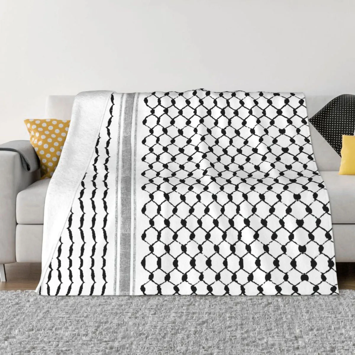 

Palestinian Hatta Kufiya Folk Fleece Throw Blanket Palestine Keffiyeh Design Blankets for Sofa Outdoor Ultra-Soft Plush Quilt