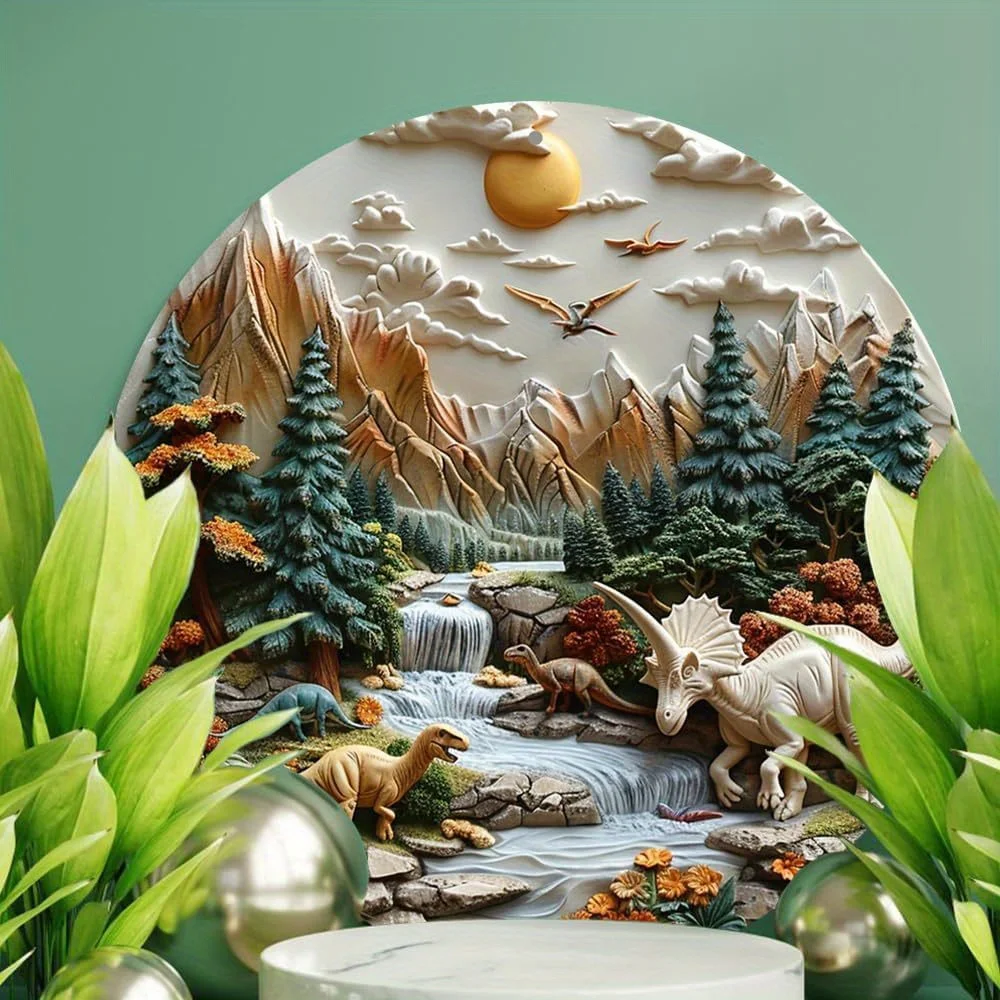 Круглый алюминиевый динозавр искусство 3D рельефное на открытом воздухе