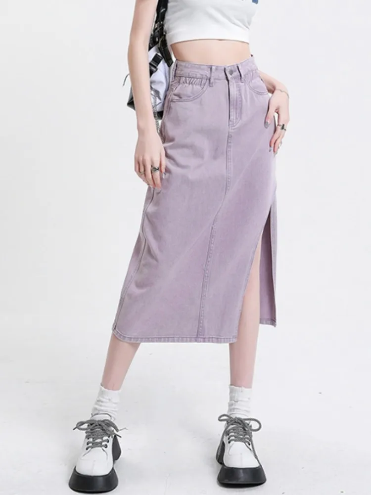 Новая Асимметричная длинная юбка ZHISILAO, Женская винтажная Однотонная юбка-трапеция с разрезом и высокой талией, весна-лето 2023 Новая Асимметричная длинная юбка ZHISILAO, Женская винтажная Однотонная юбка-трапеция с разрезом и высокой талией, весна-лето 2023