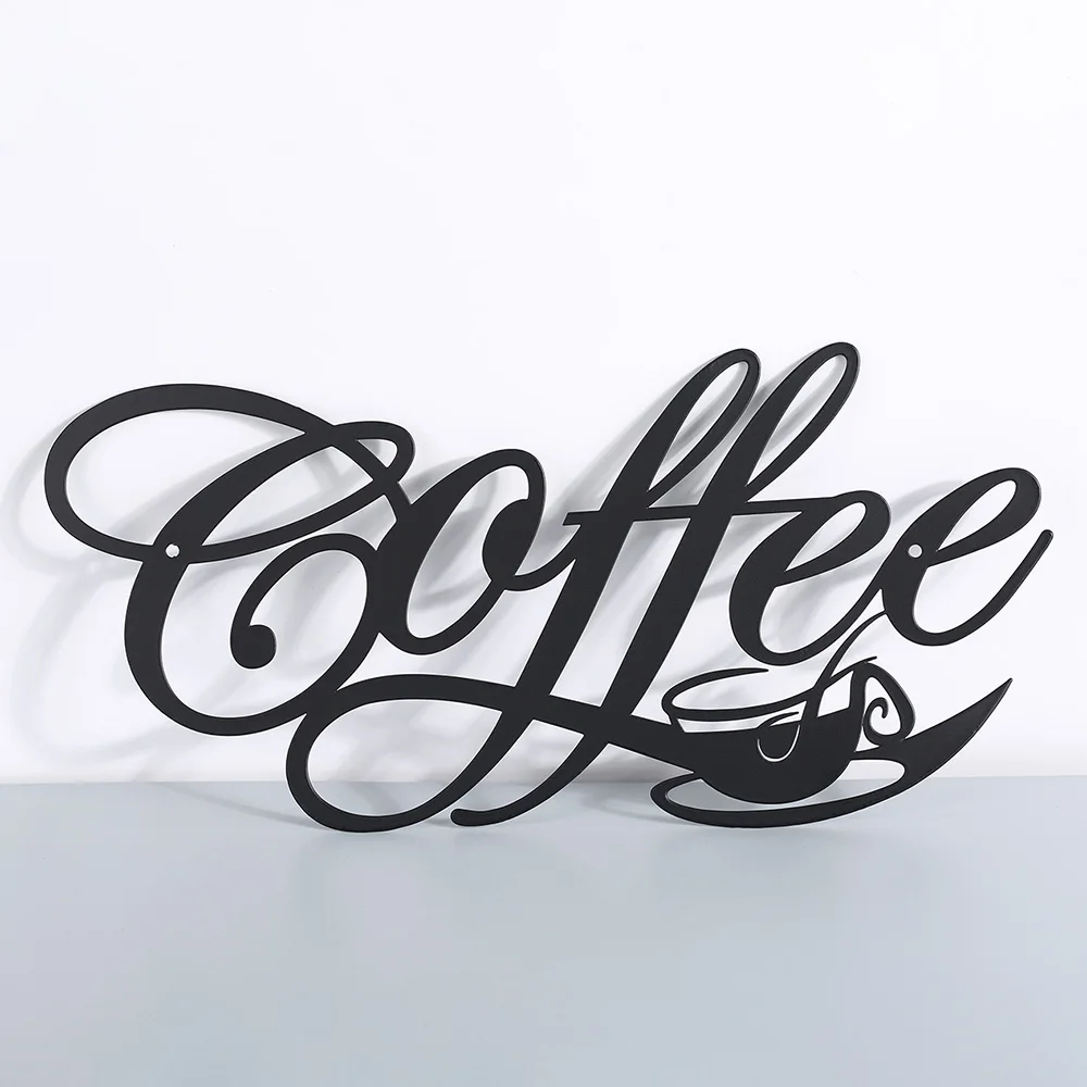 

COFFEE Metal Letter Signs Hanging Wall Art Black Cutout Word Plaque Home Decoration Bar Kitchen Silhouette Decor