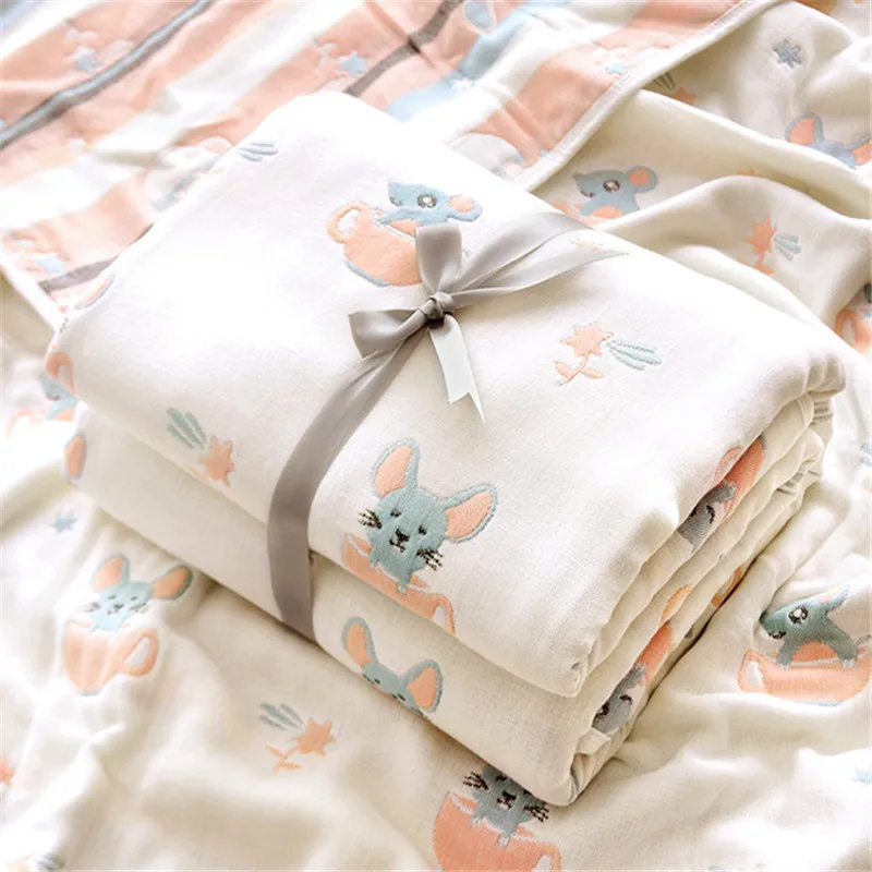 

Organic Cotton Baby Blanket Breathable Super Soft Quilted Toddler Sleeping Bedding Blanket for Boys Girls 6 Layers Bath Towel