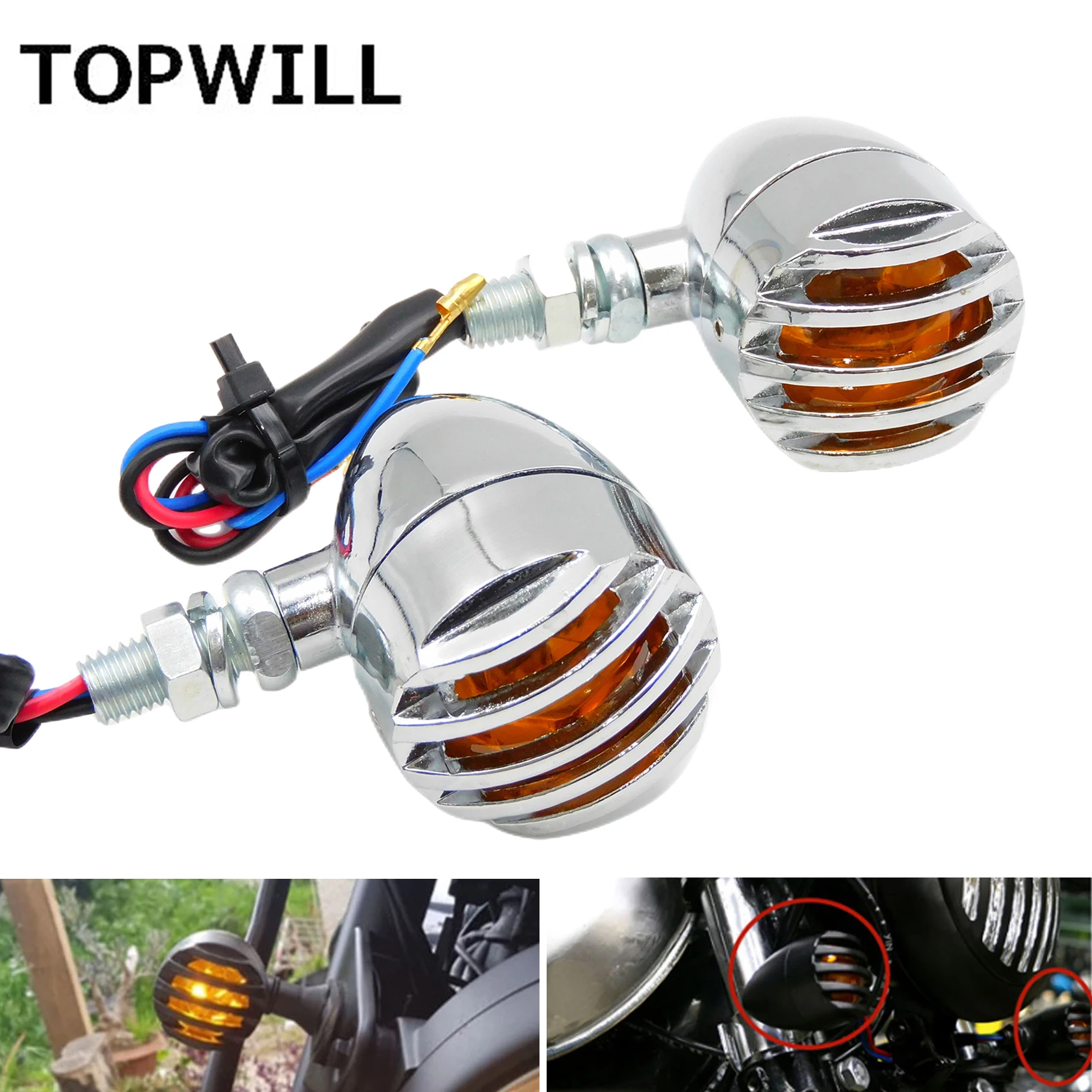 Светильник поворотный сигнал для мотоцикла 2 шт. хромированная цилиндрическая