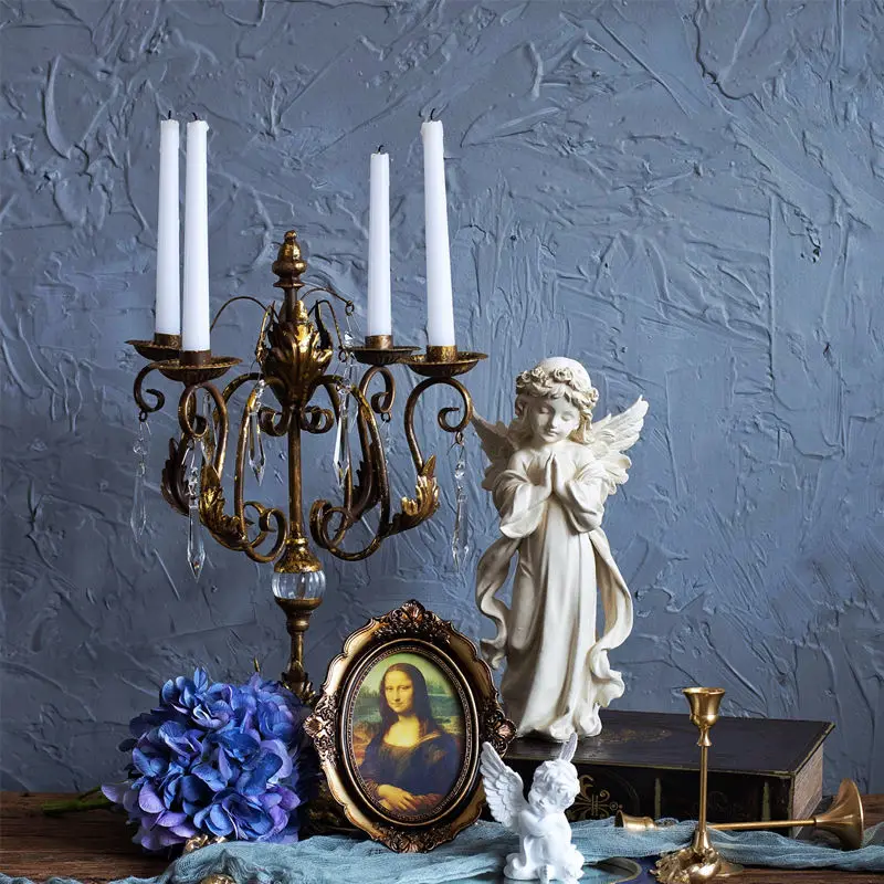

Vintage Luxury Candles Centerpiece Table Iron Form Candle Warmer Glass Metal Bougeoirs Home Decoration Accessories ZY34XP