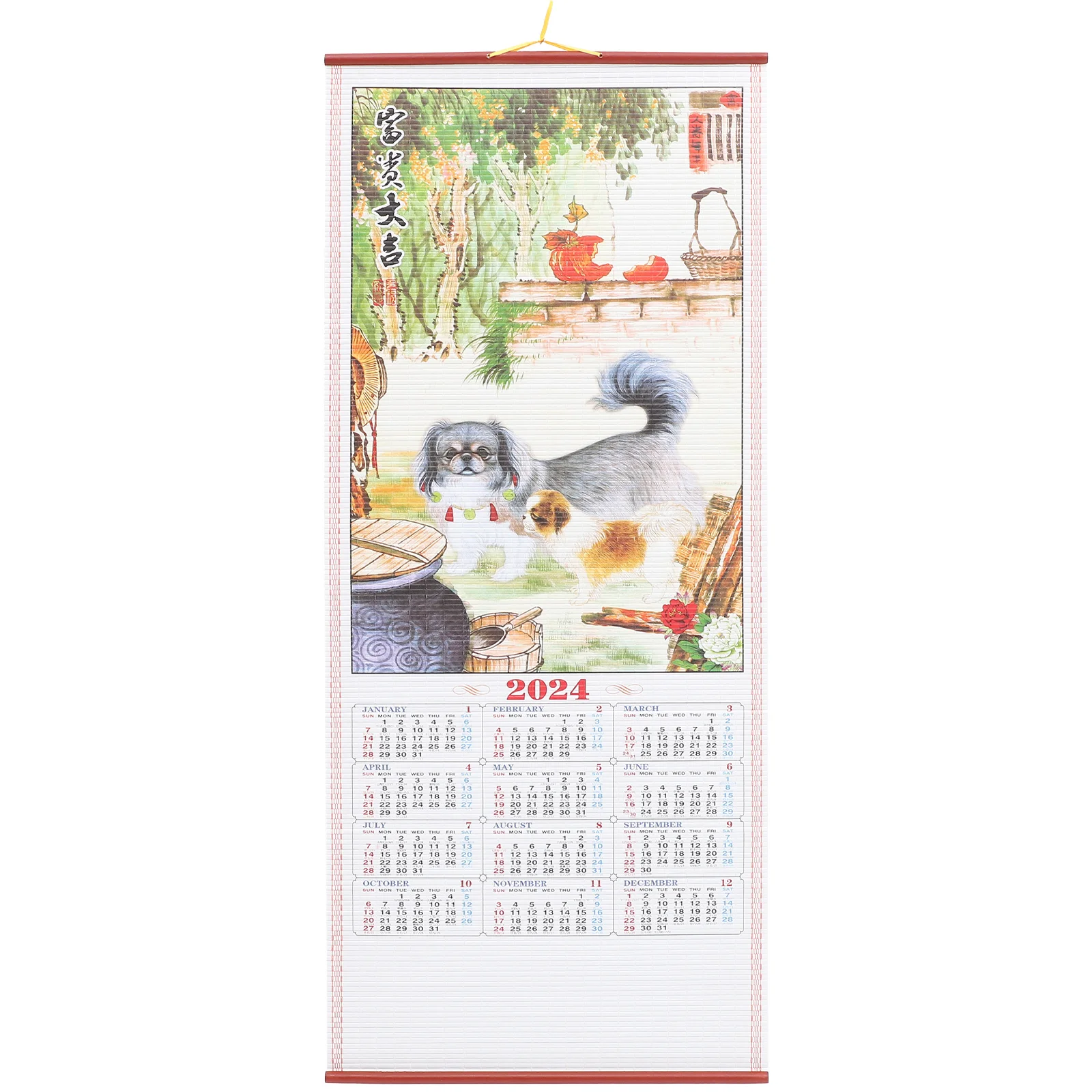 

2024 китайские настенные календари года, календарь дракона, календарь на лунный год, имитация ротанга, календарь, Весенний фестиваль