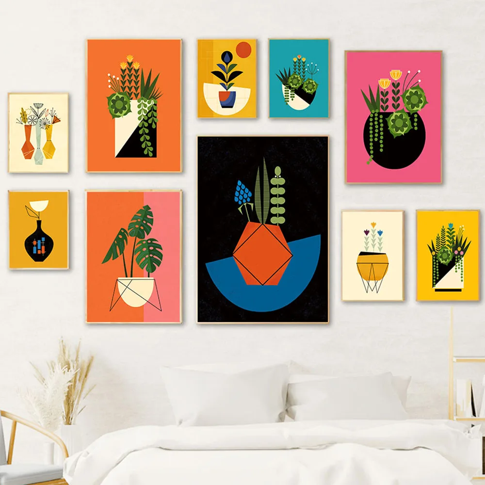 

Современные растения Monstera, суккуленты, зеленые растения, настенные картины, тропический оставьте холст, живопись, принты, плакаты для украш...