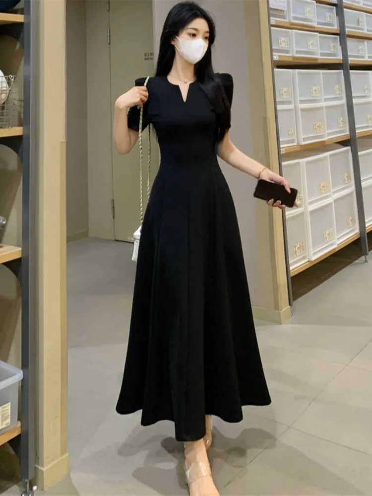 Plus size Chubby Girl Hepburn Sle Black Dress Women 2024 Summer New Elegant Socialite Goddess Temperament High Sense Long d... |