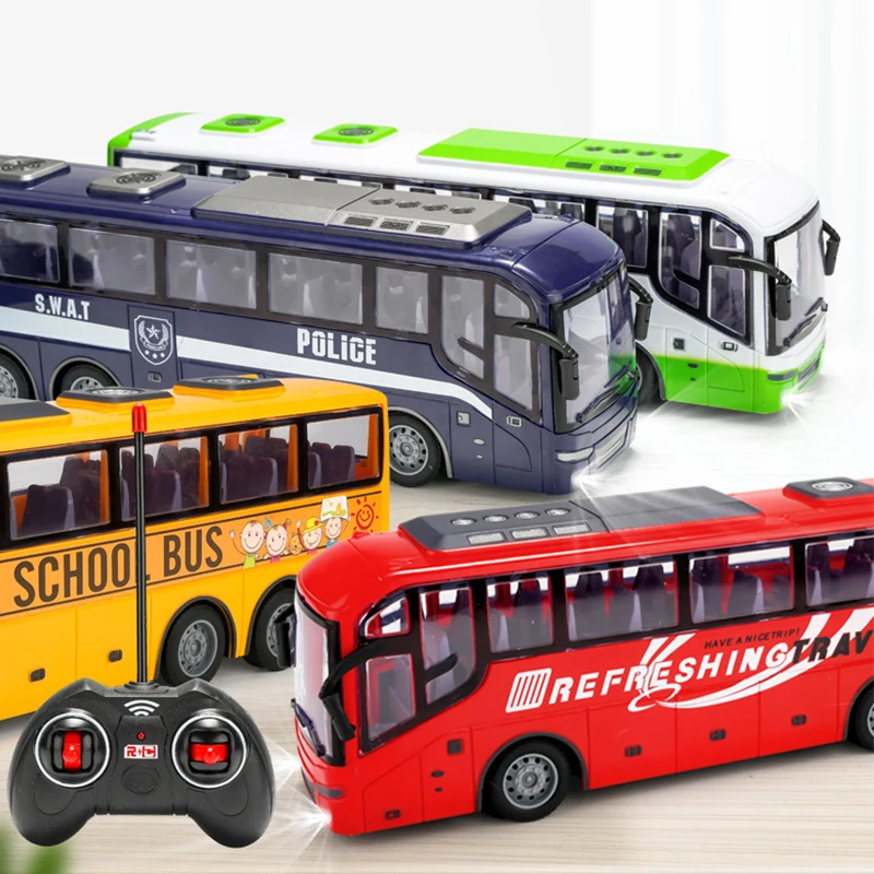 With Light Tour Bus School City Model 27mhz Radio Controlled Machine Toys For Boys Kids
