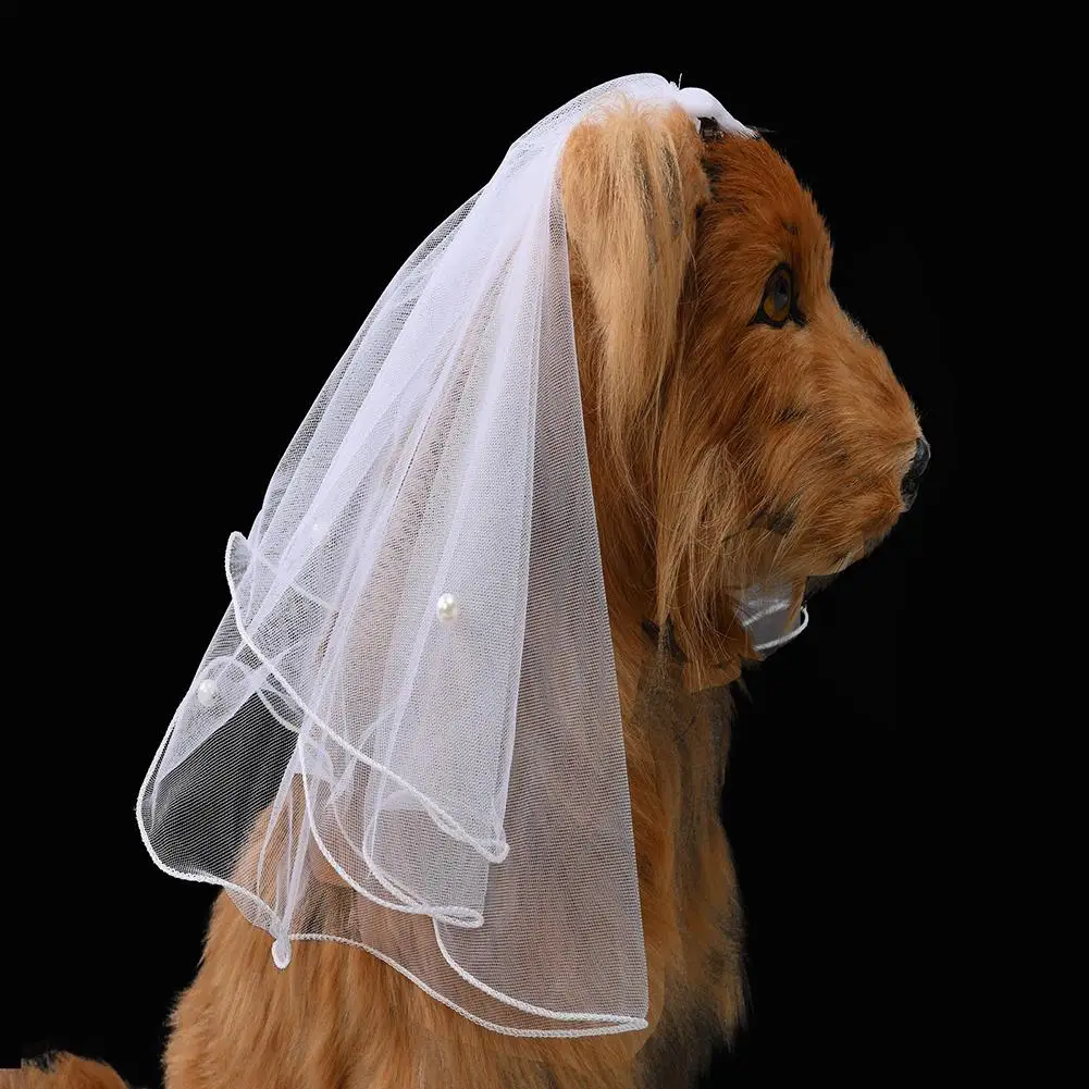 

1pc Pet Wedding Veil With Clip Handmade Bow Veil For Valentine Day Wedding Party Decoration