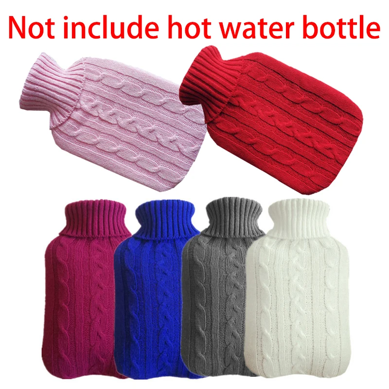 

2000ml Hot Water Bottle Knitted Cover Safe Hot Water Bottle Removable Knitted Cold-proof Warm Pouch Fashy Hot Water Hot Packs