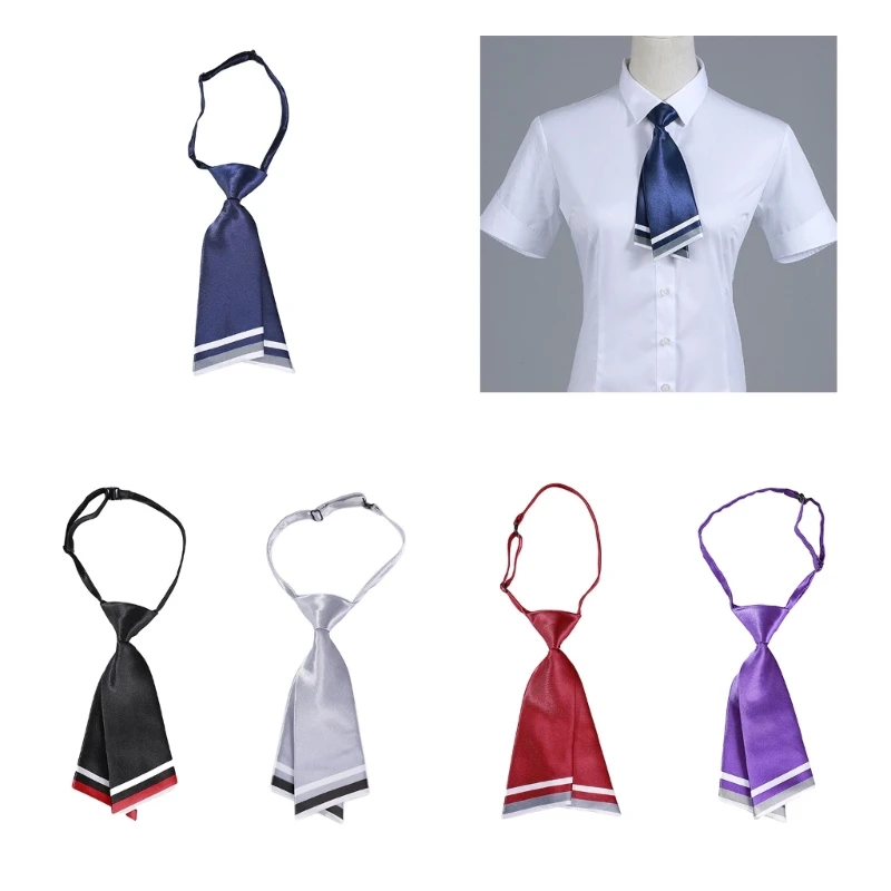 

Fashion Neckties for Taking Photo Women Men Casual Plain Necktie Double Layer Cute Neckwear School Uniform Accessories