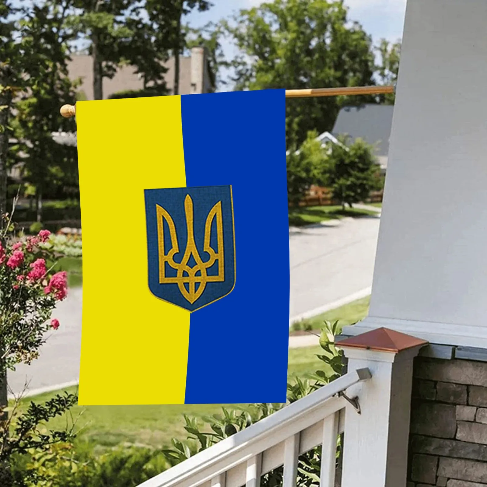 Лидер продаж украинский флаг Trident 45 см x 30 баннер 100D из полиэстера прокладка на