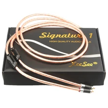 Pair HiFi Audio Signature1 RCA Cable Tin Foil Shield Square OCC Copper Signal Line Carbon Fiber Plug