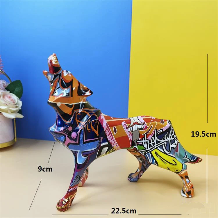 

Geometric Animals Desktop Ornaments Resin Wolf Statue Decoration Living Room Porch Decoration Wolf Sculpture 8.85*7.65 In