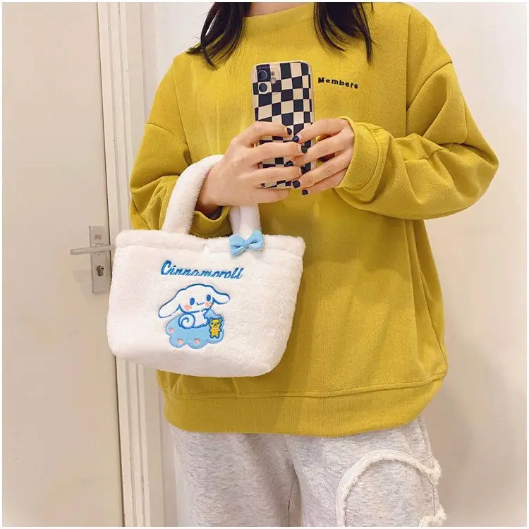 

Cinnamoroll My Melody Sanrio Kawaii Anime Plush Cute Girl Handbag Hello Kitty Cute Cartoon Fashion Diagonal Arm Bag Toys Kids