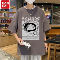 bandai 2022 summer one piece anime pure cotton luffy short sleeve men and women handsome trend casual printing student t shirt