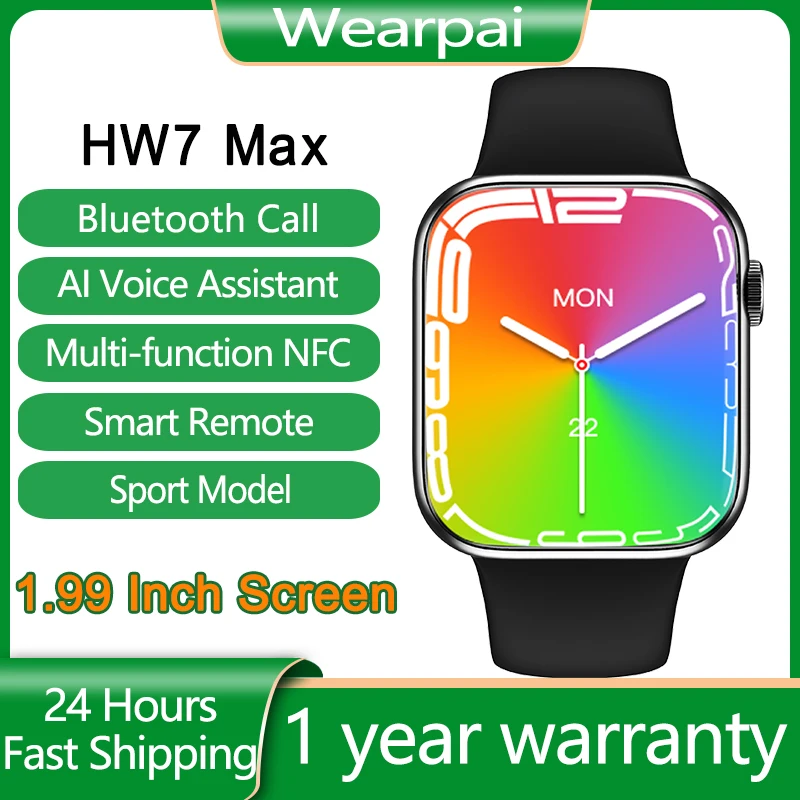 

Wearpai HW7 MAX Smartwatch Digital Smart Watch Men With NFC Bluetooth Call pk X7 RS4 Plus IWO 14 W46 for xiaomi huawei IOS phone
