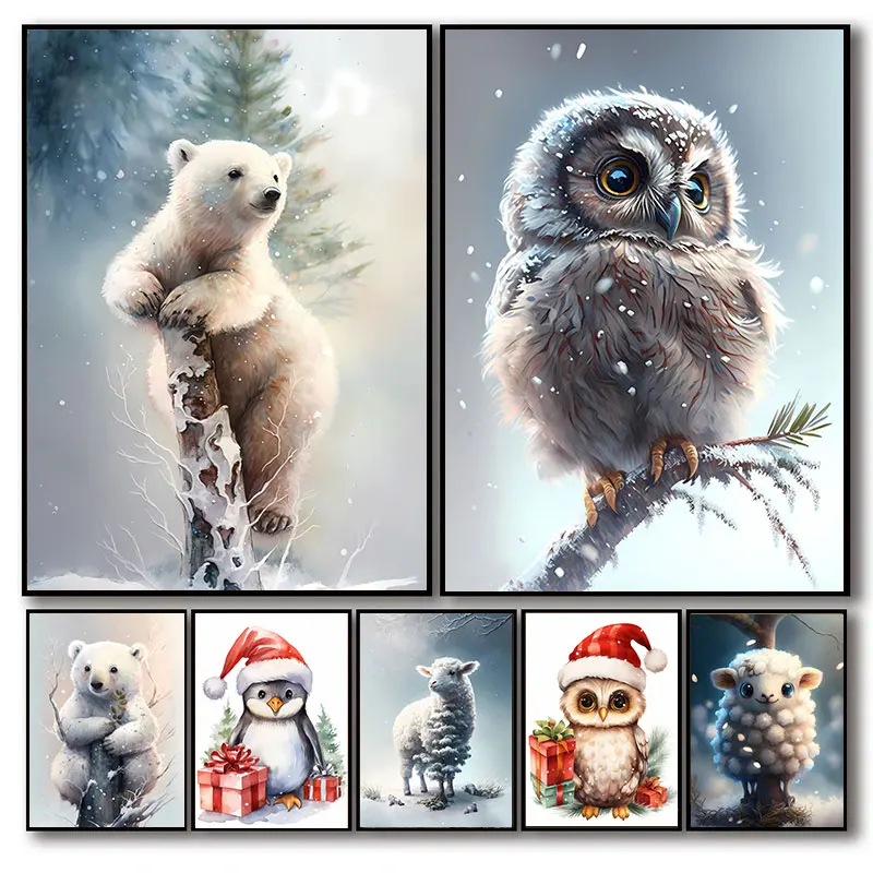 Снежинки милые плюшевые животные белый медведь Пингвин рождественские