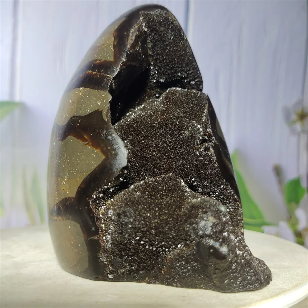 

818g Natural Polished Turtle Grain Stone Ball Geode Dragon Egg Crystal Healing Quartz Specimen Home Decoration