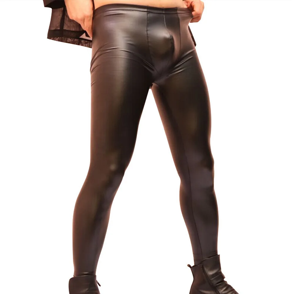 

New Skinny PU Faux Leather Pants Latex Ammonia Waterproof Convex Crotch Motorcycle Bottoms Legging Casual Tight Pencil Trousers