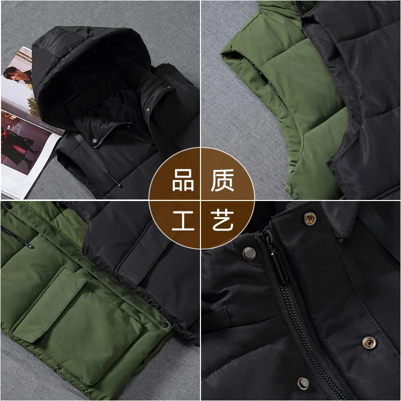 Осенне-зимняя женская шапка съемные куртки без рукавов плотный теплый