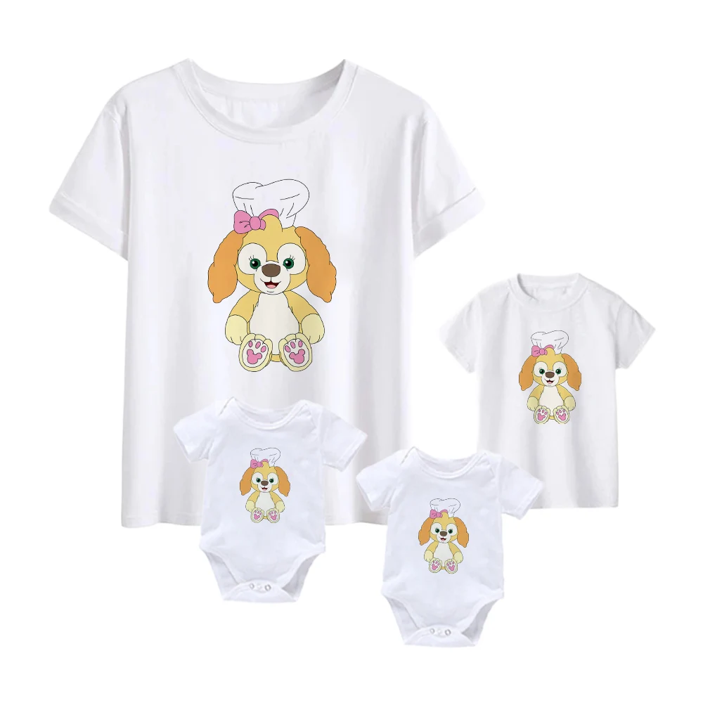 

T Shirts Disney Cartoon CookieAnn Dog Print Kids Short Sleeve Baby Girl Boy Baby Romper Family Matching Clothes Adult Unisex