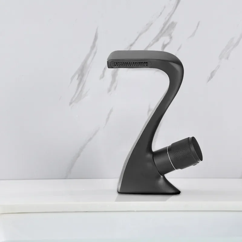 Современный Смеситель для раковины латунный серый кран умывальника элегантный