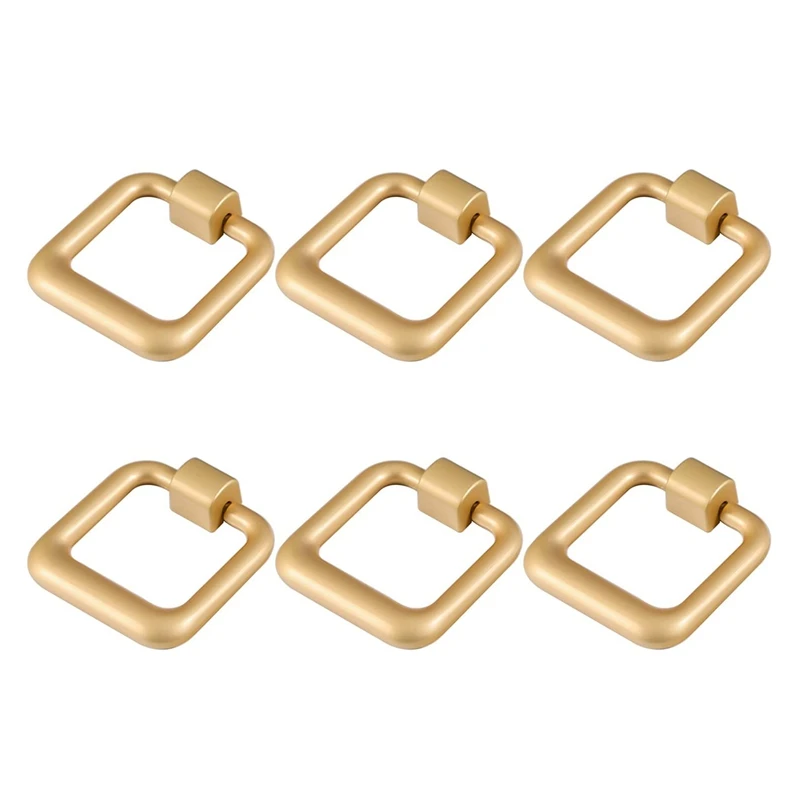 

6Pcs Zinc Alloy Cabinet Door Drawer Knobs Cupboard Closet Door Knobs Square Rings Shape Pull Knobs For Kitchen Drawer