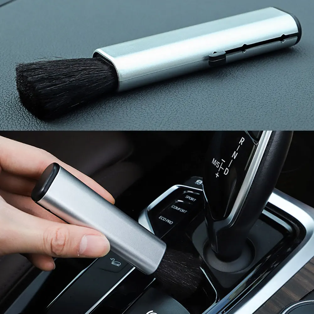 

1PC Car Conditioning Air Outlet Brush Retractable Cleaning Brush Computer Keyboard Cleaning Plastic Small Soft Brush