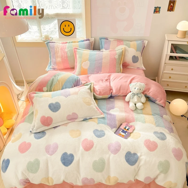 

1pc Flannel Quilt Cover Winter Warm Plush Shaggy Fleece Blanket for Children Adult Thicken Velvet Duvet Cover (No Pillowcases)