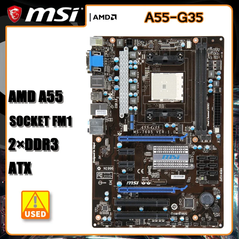 AMD A55 MS FM1 MSI A55-G35 Motherboard DDR3 Socket FM1 USB2.0 SATA II HDMI USB 2.0 ATX For A4-3400 CPU