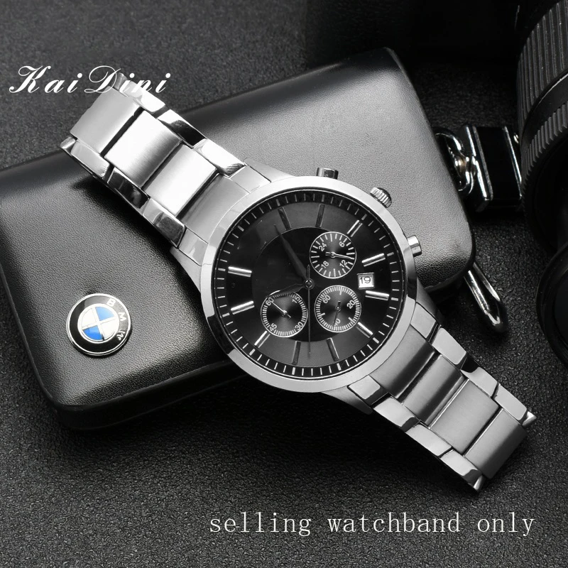 22MM For Armani AR2448 2447 2432 2433 2458 2434 2453 Solid Stainless Steel Watchband Fashion Trend Strap Accessories Black strap