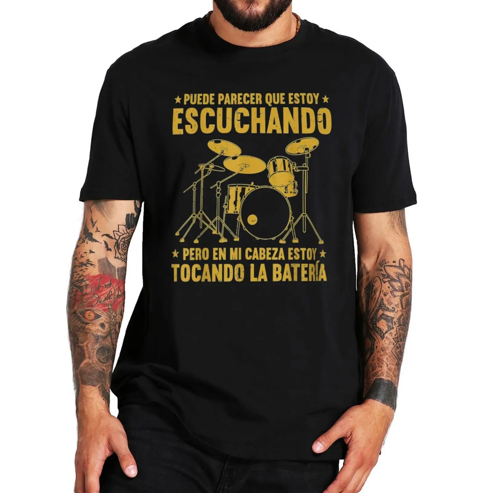 

I'm Listening But In My Head I'm Playing Drums T Shirt With Spanish Quote Funny T-Shirt For Unisex 100% Cotton Camiseta